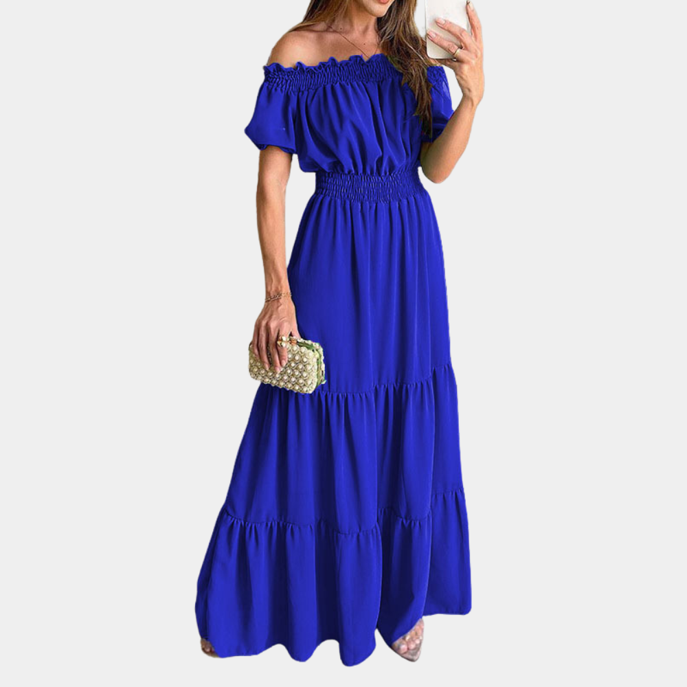 Elegante vestido maxi con hombros descubiertos para mujer