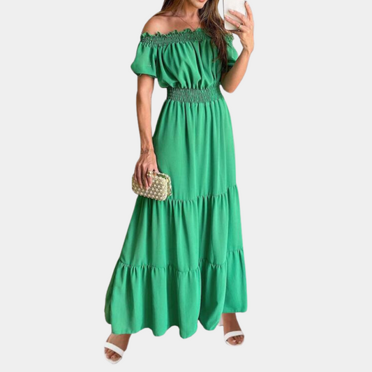 Elegante vestido maxi con hombros descubiertos para mujer