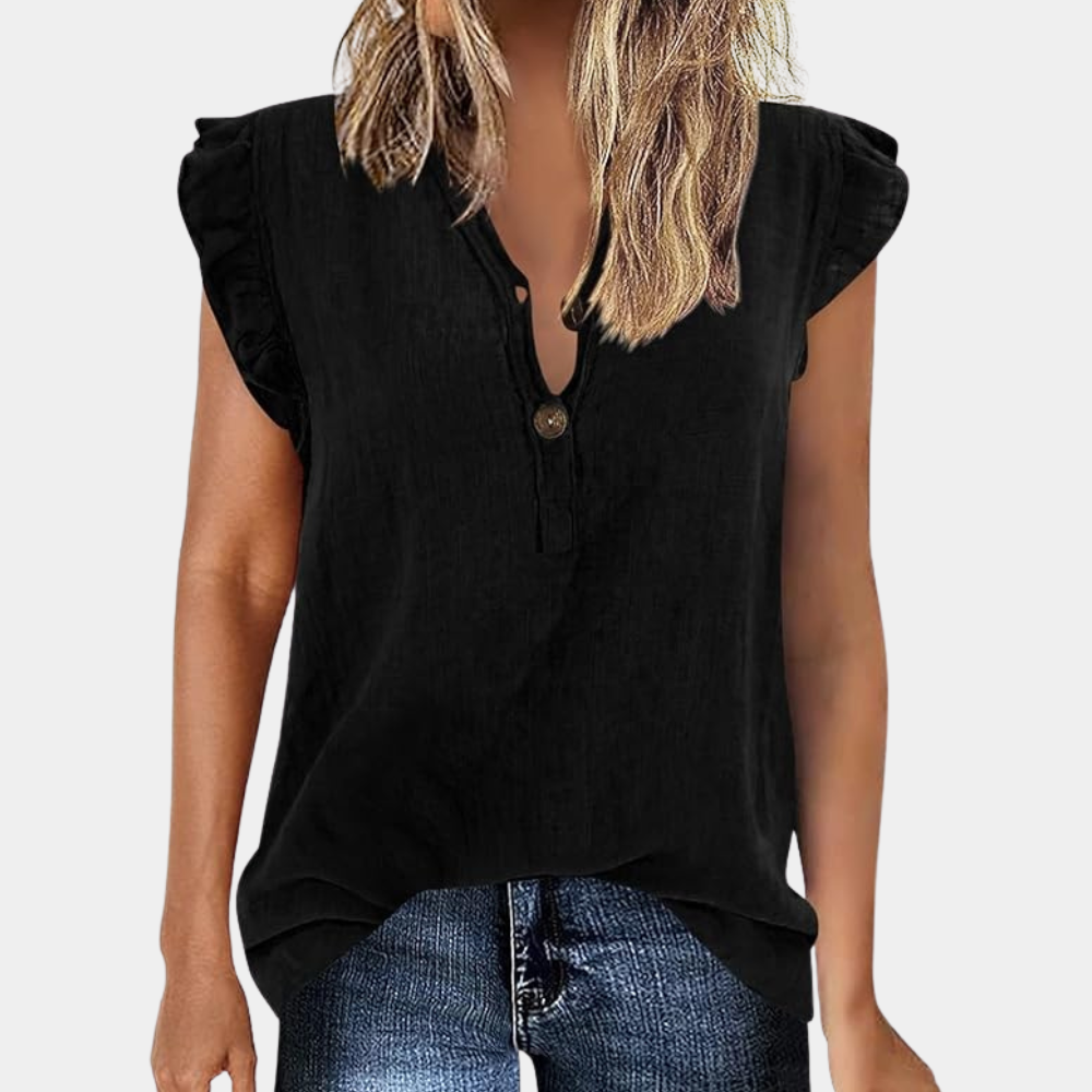 Top casual de mujer con cuello de pico