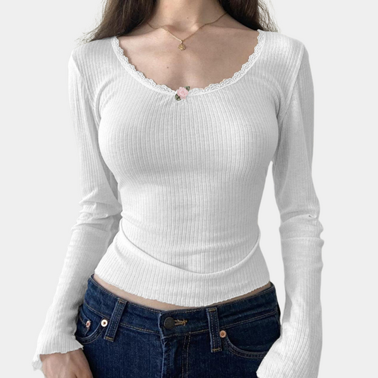 Elegante top de manga larga para mujer