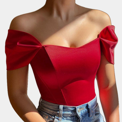 Elegante top sin hombros para mujer