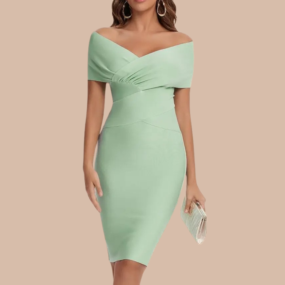 Elegante vestido sin hombros para mujer