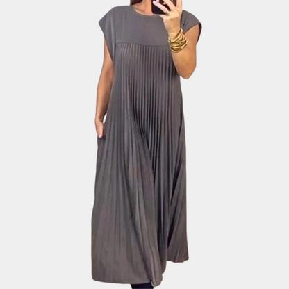 Vestido plisado sencillo para mujer