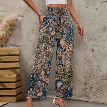 Reina - Pantalones anchos boho para mujer con bolsillos inclinados