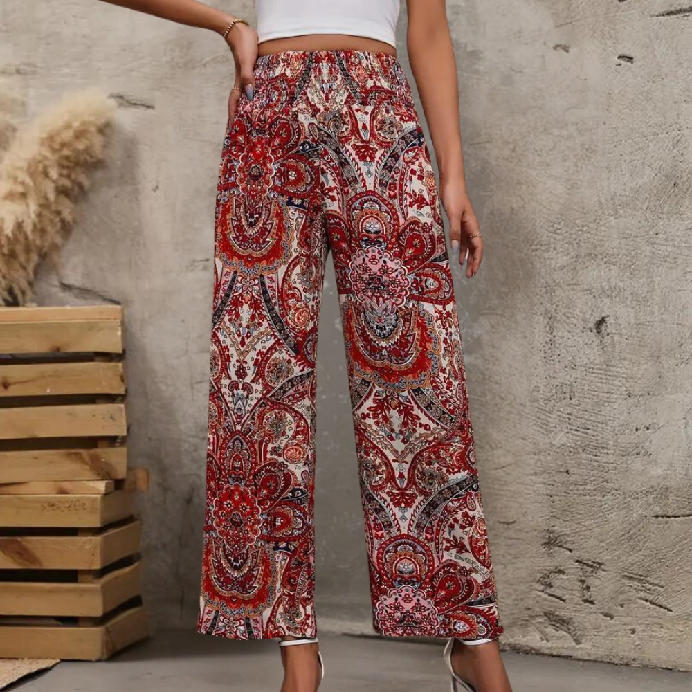 Reina - Pantalones anchos boho para mujer con bolsillos inclinados