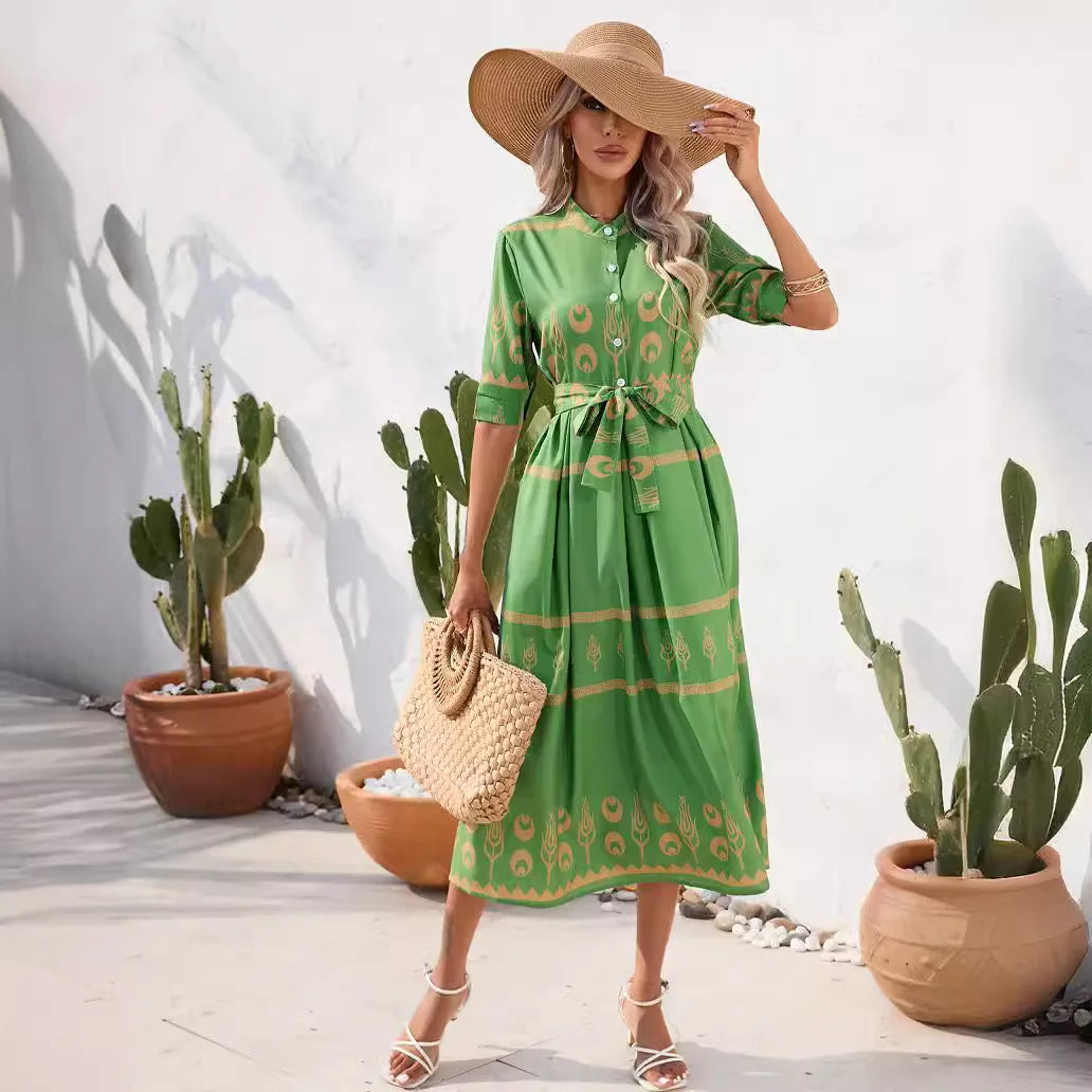 Carin - Elegante vestido con cinturón de tela