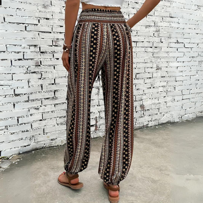 Ellie - Pantalón bohemio vintage de mujer con cintura elástica