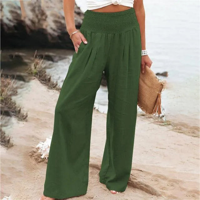 Pantalones de verano para mujer - Casual Chic - Mezcla de algodón y lino - Ideales para ocasiones veraniegas