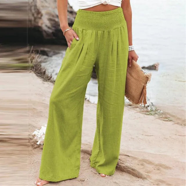 Pantalones de verano para mujer - Casual Chic - Mezcla de algodón y lino - Ideales para ocasiones veraniegas