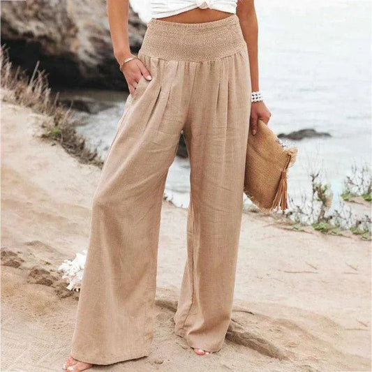 Pantalones de verano para mujer - Casual Chic - Mezcla de algodón y lino - Ideales para ocasiones veraniegas