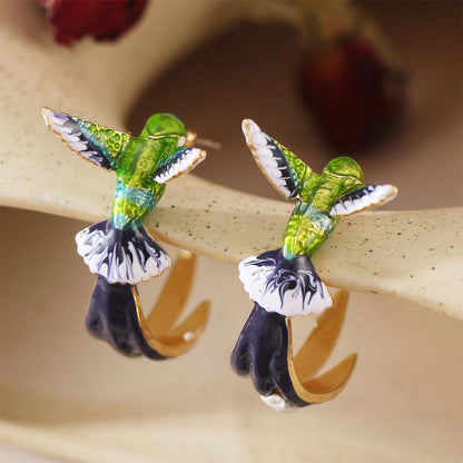 Boucles d'oreilles créatives uniques en forme de colibri