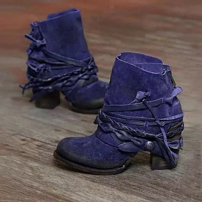 Retrisha - Botas con hebilla chic para mujer