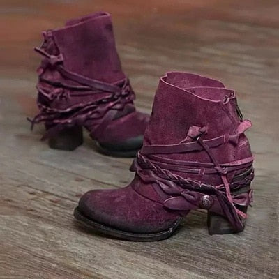 Retrisha - Botas con hebilla chic para mujer