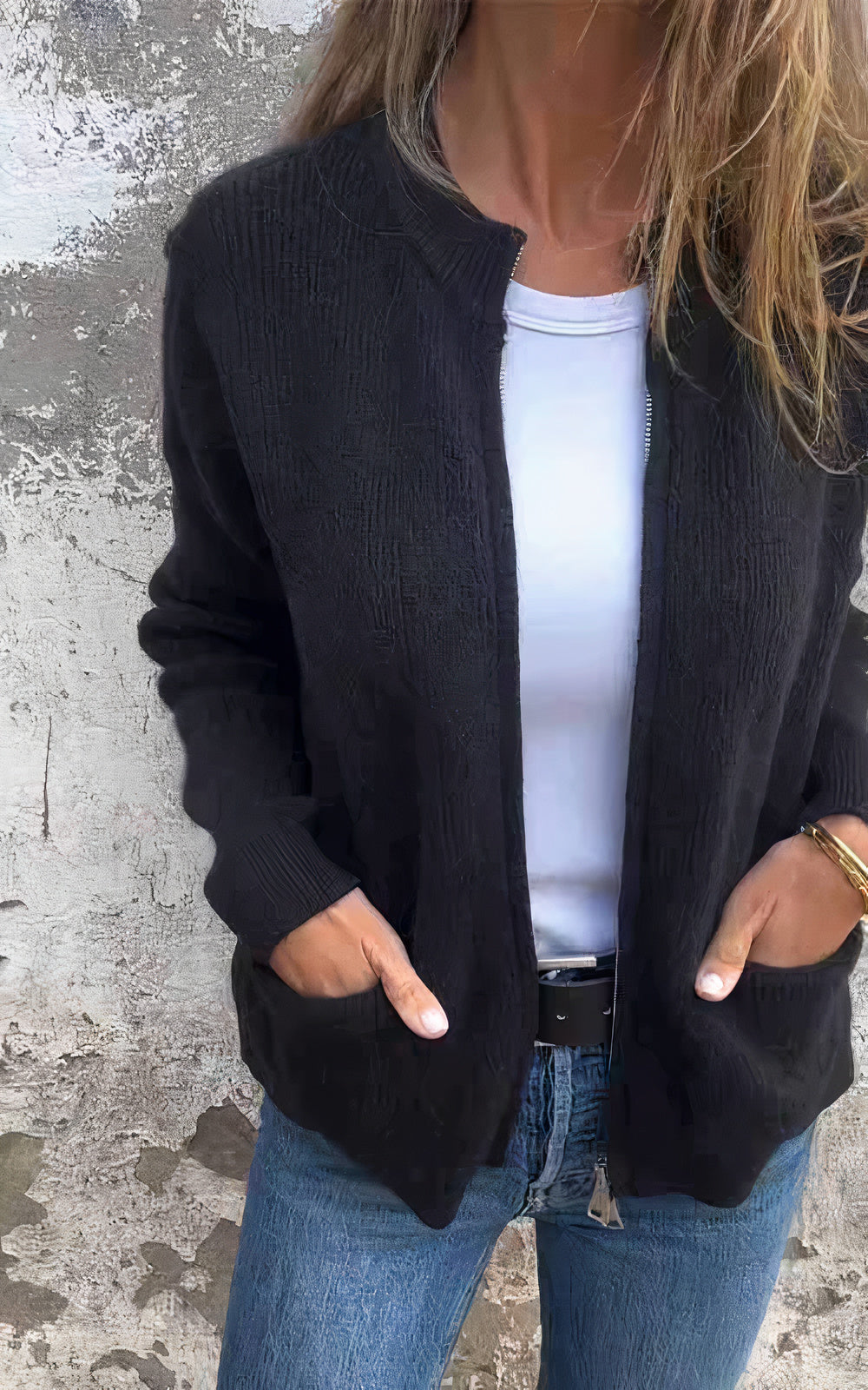 Chaqueta de punto con cremallera para mujer - Halle