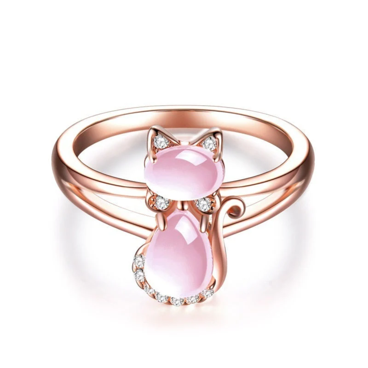 Bague chat en or rose