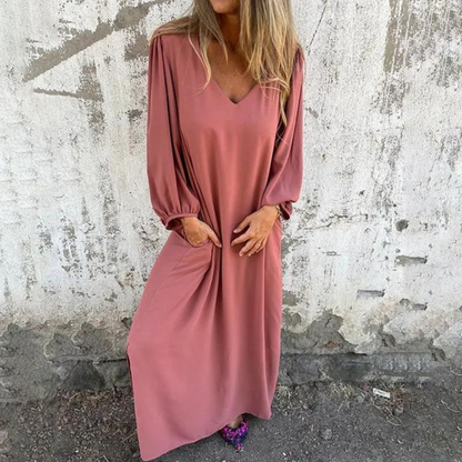 Jolien - Vestido liso de mujer con mangas farol