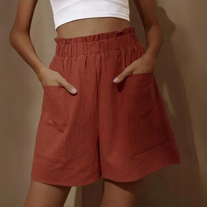 Maris - Pantalones cortos de algodón y lino para mujer