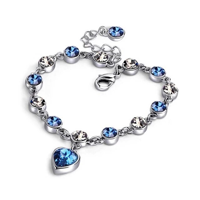 Pulsera de Cristal Corazón del Océano | Con hermoso dije de corazón azul