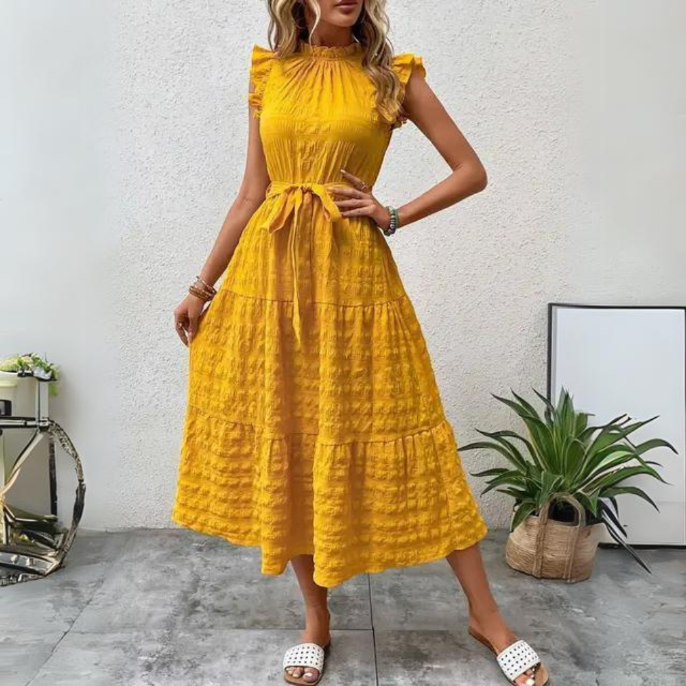 Marieke - Vestido con detalle y cinturón de tela