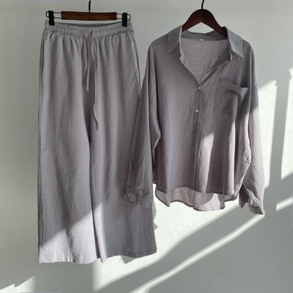 Andrada - Camisa y pantalón de talle alto de lino y algodón