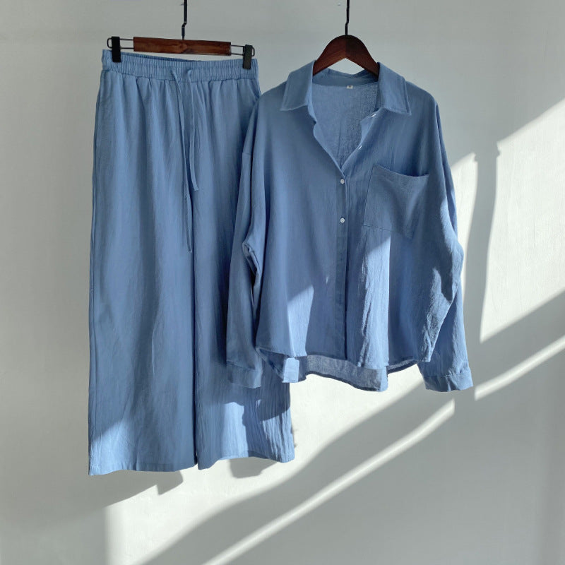 Andrada - Camisa y pantalón de talle alto de lino y algodón