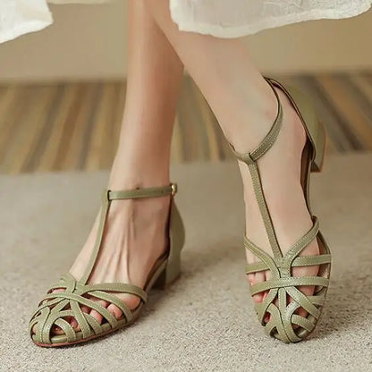 Sandalias huecas de arte romano retro - Shyla