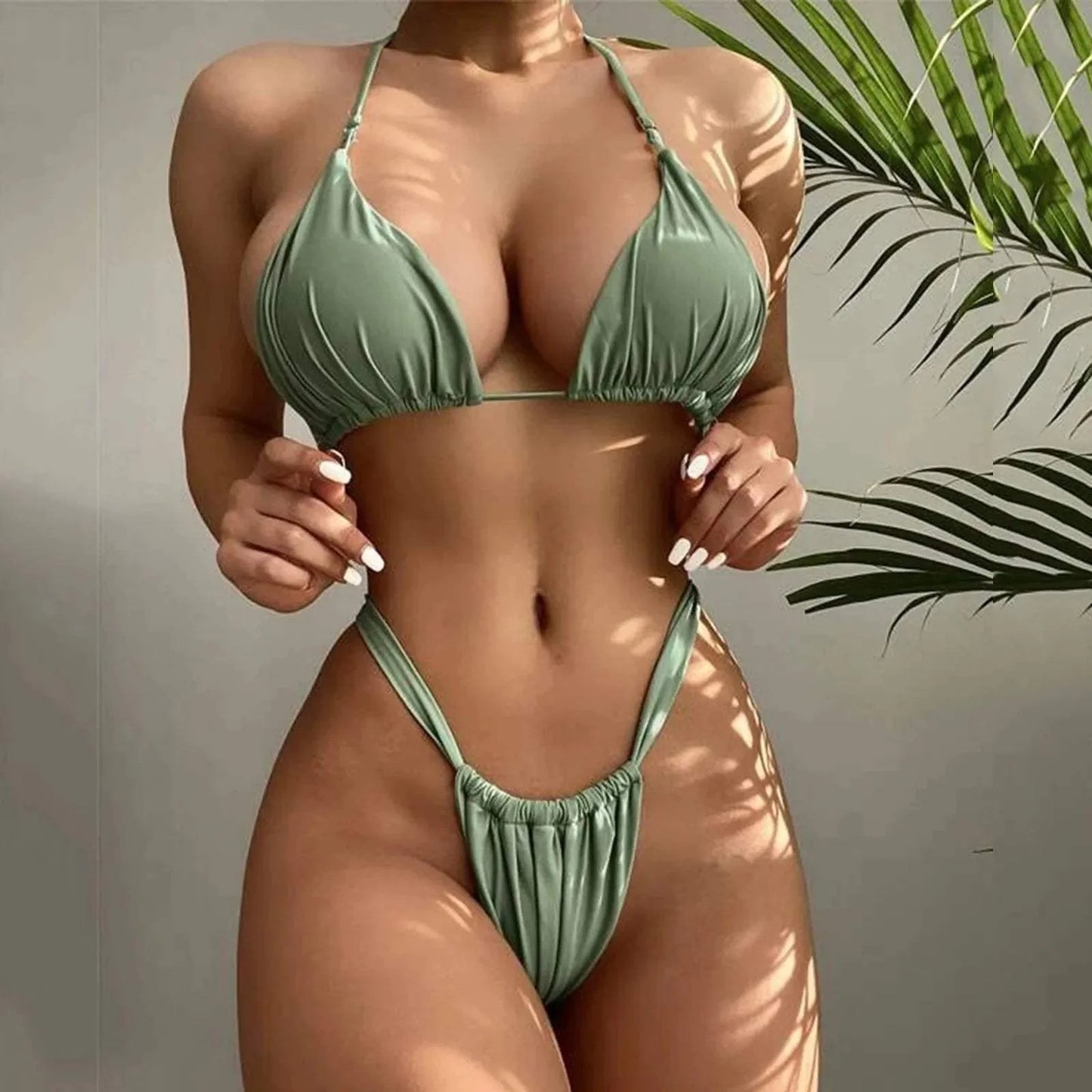 Conjunto de bikini - Top triángulo - Tirantes ajustables - Elegante - Perfecto para los días de verano