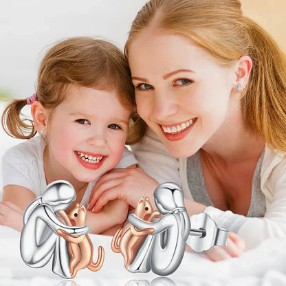 Boucles d'oreilles chat en deux tons argent et or