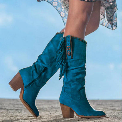 Botas largas de inspiración occidental para mujer - Delina