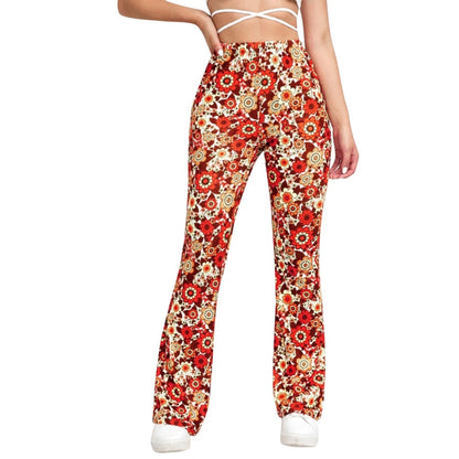 Céleste - Pantalones acampanados florales de mujer con cintura elástica