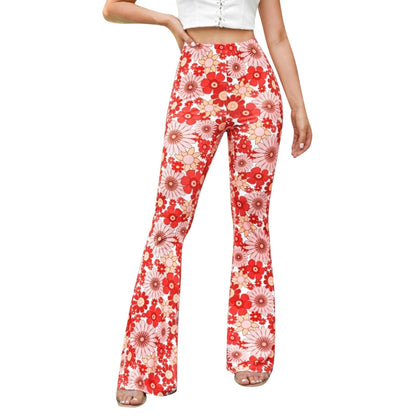 Céleste - Pantalones acampanados florales de mujer con cintura elástica