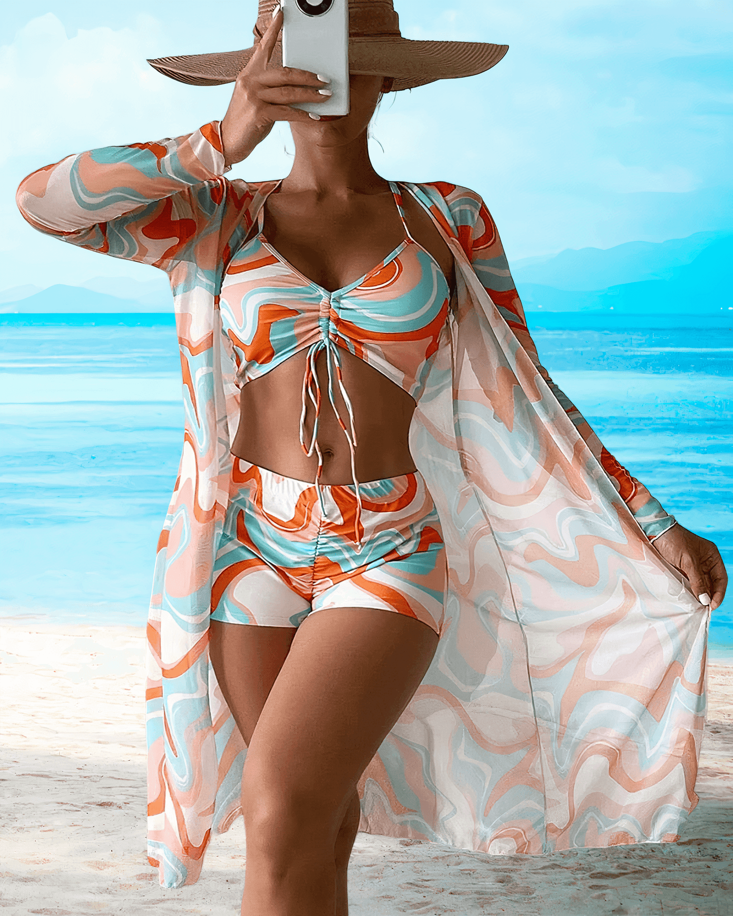 Conjunto de kimono - Ropa de playa de moda - Aireado - Perfecto para los días soleados