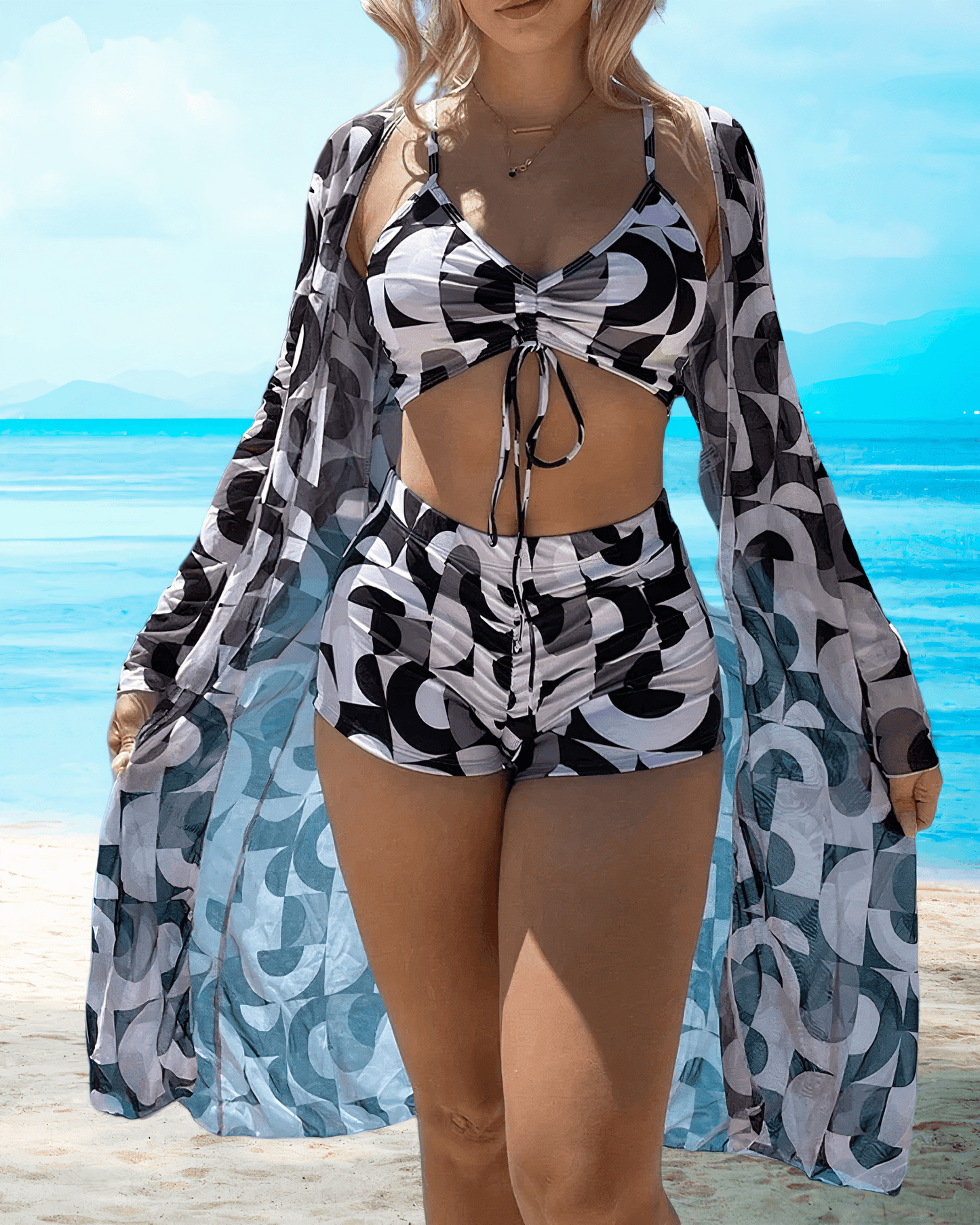 Conjunto de kimono - Ropa de playa de moda - Aireado - Perfecto para los días soleados