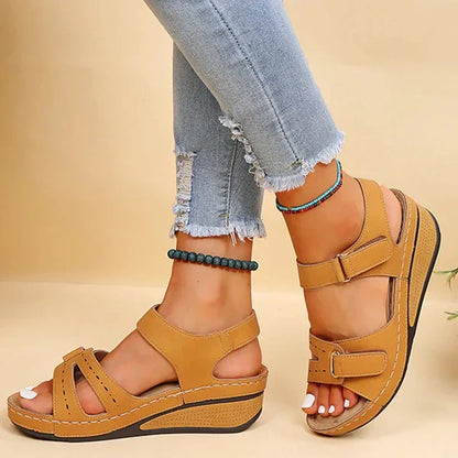 Harper - sandalias con cuña retro de verano para mujer