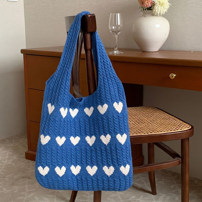 Nina | Bolso de punto con estampado de corazones hecho a mano