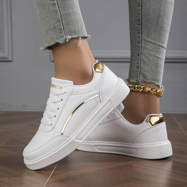 Dianne Sneakers | Zapatillas blancas con detalles dorados/plateados