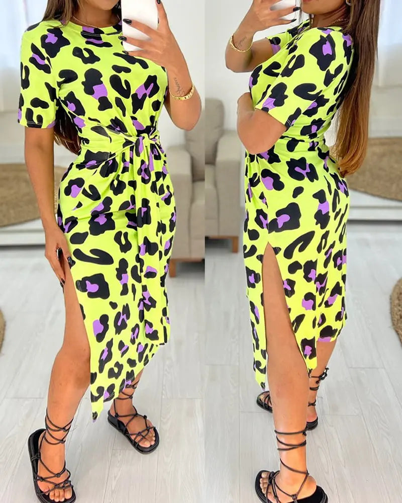 Vestido casual estampado leopardo