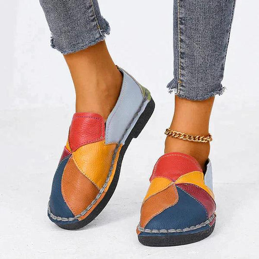 Kaida Shoes | Mocasines de piel ortopédica con parches de colores