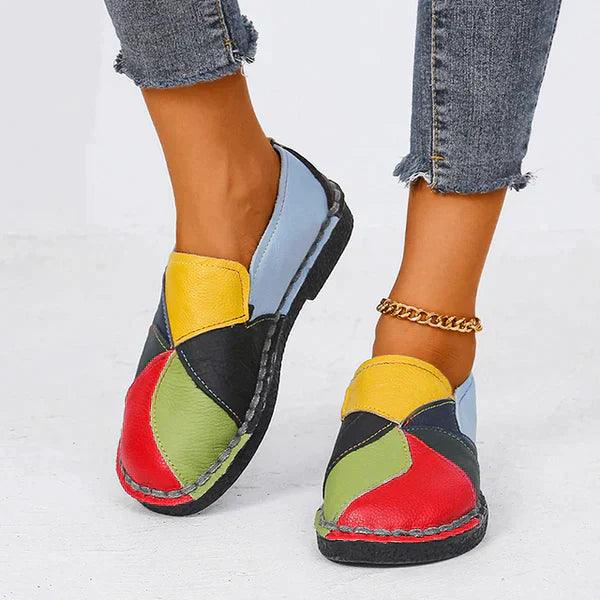 Kaida Shoes | Mocasines de piel ortopédica con parches de colores