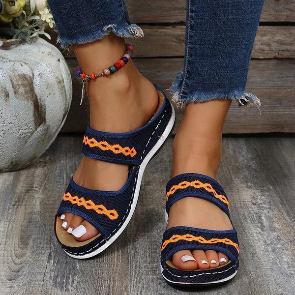 Sandalias Kameela | Sandalias de punta abierta estilo boho con tiras bordadas