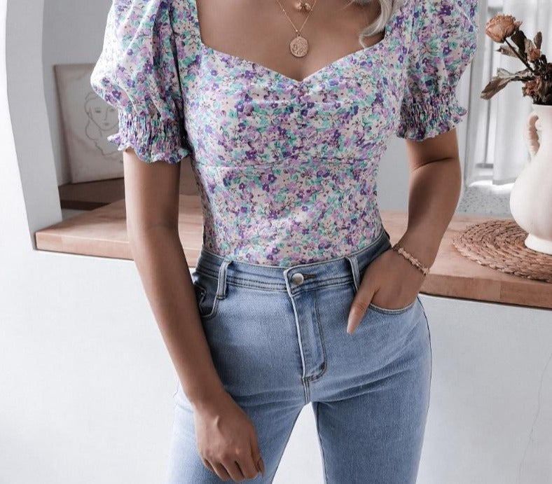 Camisa Shanaya con mangas abullonadas | Una camisa alegre y veraniega