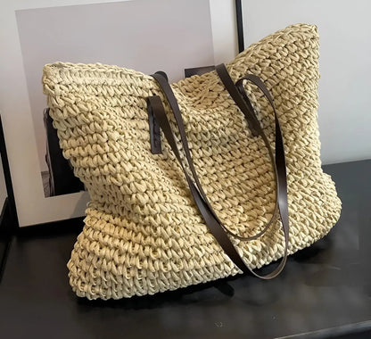 Celeste - Elegante bolso tejido con asas largas