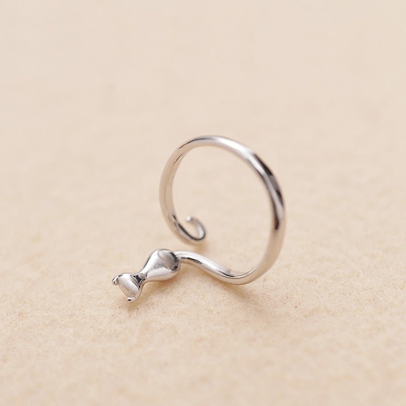 Bague adorable chat en acier inoxydable