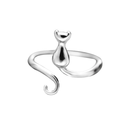 Bague adorable chat en acier inoxydable