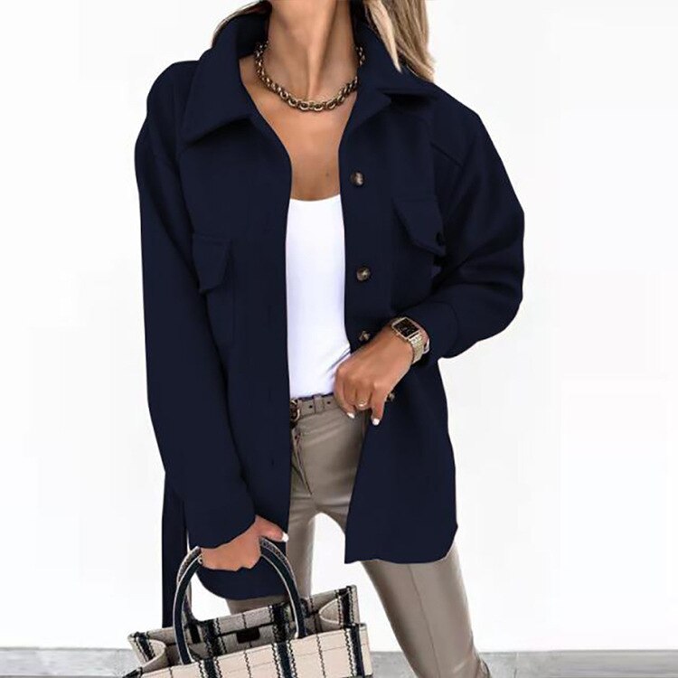 Elegante chaqueta con aspecto de lana para mujer - Saskia