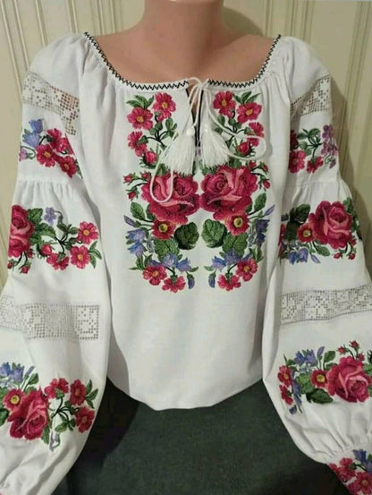 Ada - Blusa boho con estampado floral y mangas farolillo